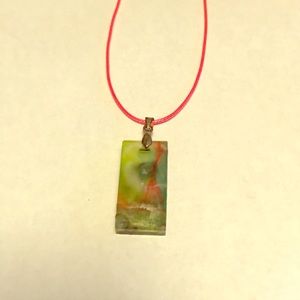 Green and pink and silver necklace